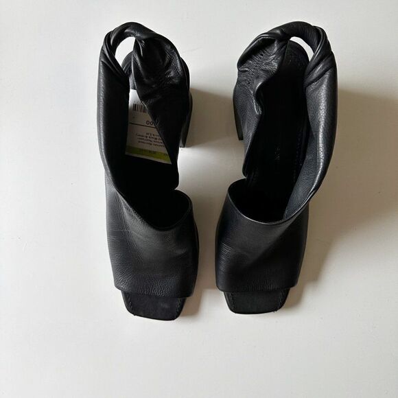 Sigerson Morrison Lenny Twisted Slingback Leather Sandals Black Women's 8.5 - Picture 4 of 13